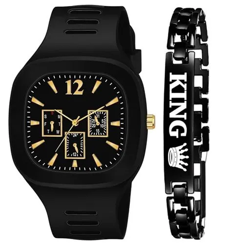 Classic Analogue Watch for Men - Black Dial