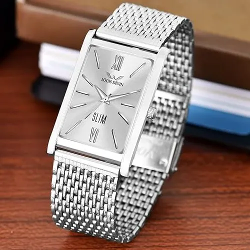 Trendy Silver Mens Analogue Timepiece