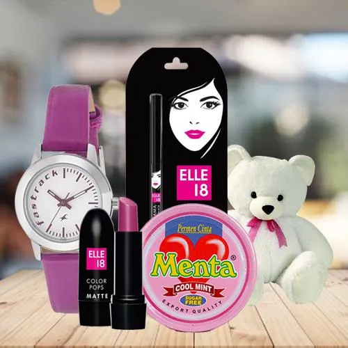 Marvelous Fastrack Watch with Cosmetics, Teddy N Chocolates