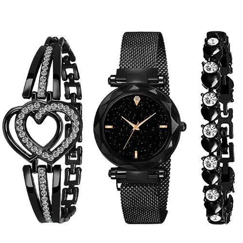 Go Classy - Analogue Magnet Watch with Bracelets Pair