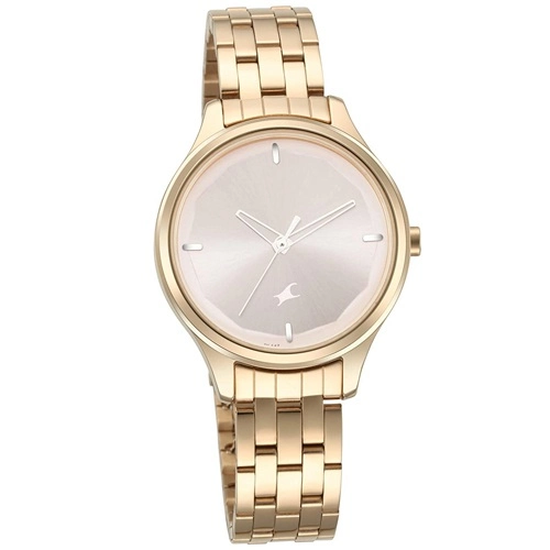 Designer Fastrack Rose Gold Dial Womens Watch