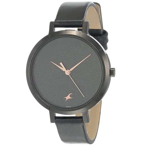 Fantastic Fastrack Leather Strap Black Dial Womens Watch