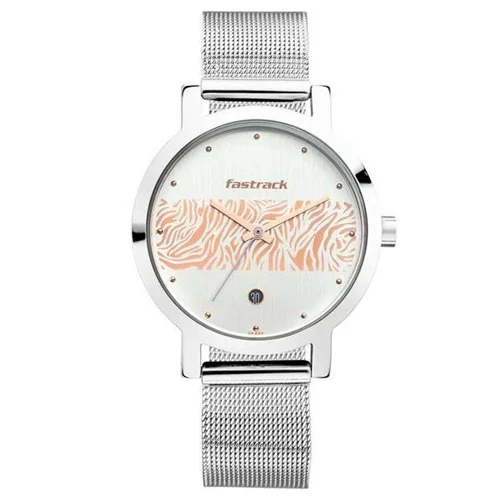 Attractive Fastrack Animal Print Silver Dial Womens Watch