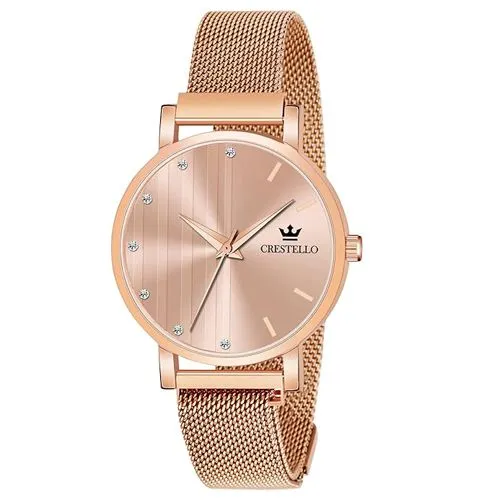 Rose Gold Womens Metalic Body Watch