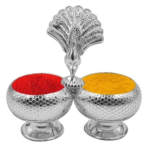 Buy Silver Haldi and Kumkum Stand