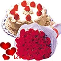 12 Red Rose Bunch with Black Forest Cake